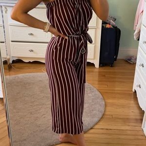 Maroon and White striped Jumpsuit